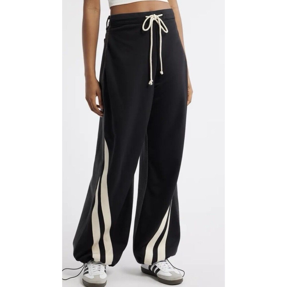 NWT Women Trousers Drawstring Tie Up Sweatpants Wide Leg Oversized Straight 28